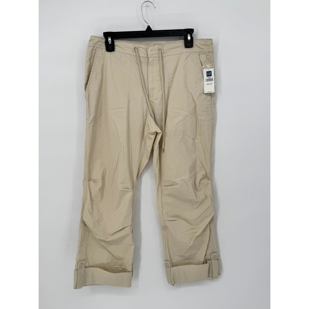 Gap Factory Tan Khaki Roll Up Stretch Cargo Pants Womens Medium NWT Flaw